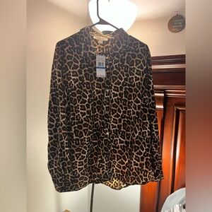 Michael Kors Leopard Print Button Down Shirt